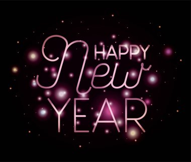 mutlu yeni yıl yazı ışıkları ile