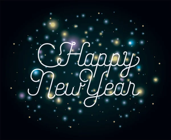 Šťastný nový rok nápis se světly — Stockový vektor