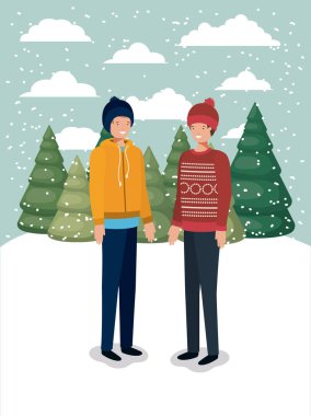 çimen kış giysileri ile erkeklerde birkaç