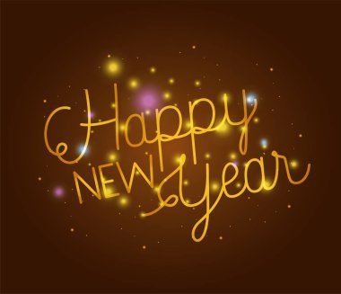 mutlu yeni yıl yazı ışıkları ile
