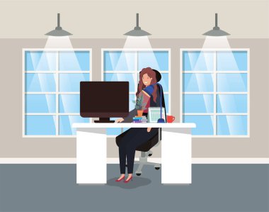 modern ofis oturma iş kadını ile