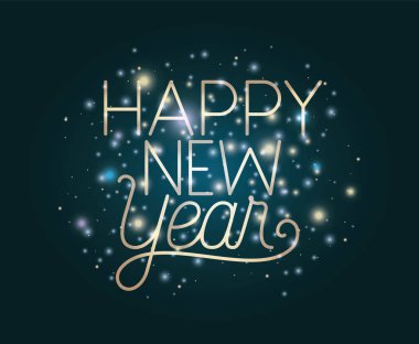 mutlu yeni yıl yazı ışıkları ile