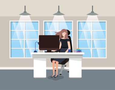 modern ofis oturma iş kadını ile