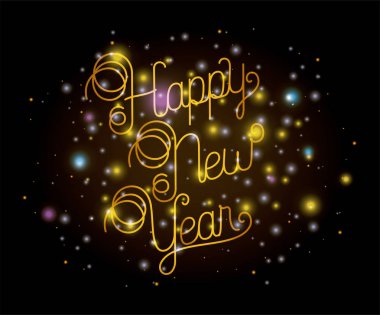 mutlu yeni yıl yazı ışıkları ile