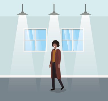 Koridor yürüme siyah işadamı ile