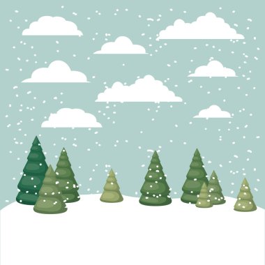 çimen pines sahne ile