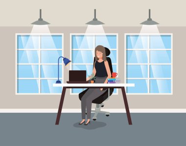 modern ofis oturma iş kadını ile