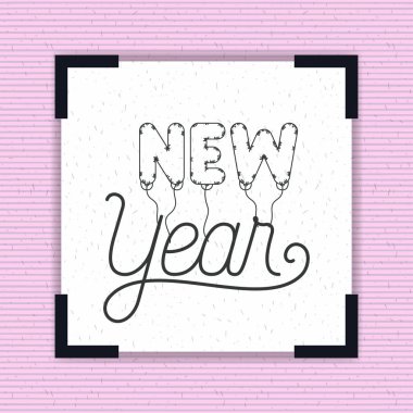 mutlu yeni yıl yazı ile kare çerçeve