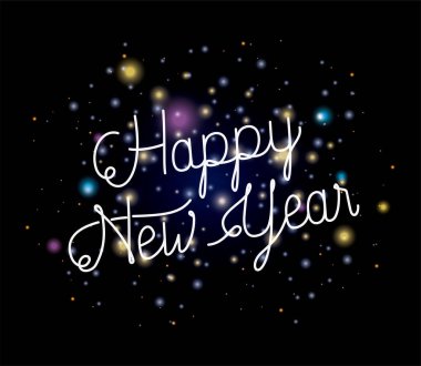 mutlu yeni yıl yazı ışıkları ile