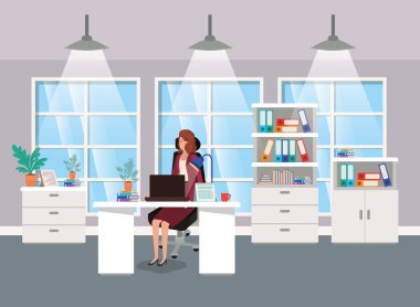 modern ofis oturma iş kadını ile