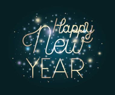 mutlu yeni yıl yazı ışıkları ile