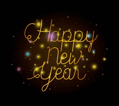 mutlu yeni yıl yazı ışıkları ile