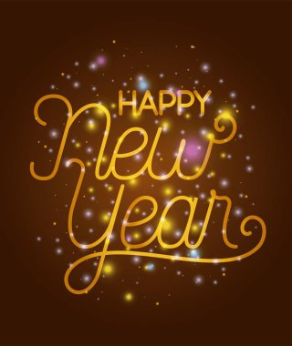 mutlu yeni yıl yazı ışıkları ile