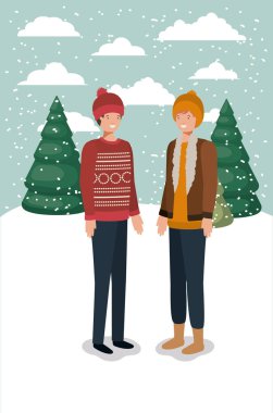 çimen kış giysileri ile erkeklerde birkaç