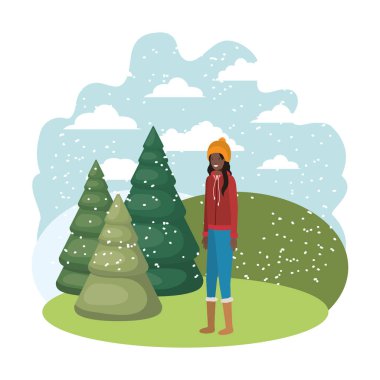 kış giysileri ve kış pines avatar karakter olan kadın