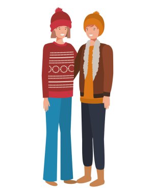 kış giysileri avatar karakter ile çift