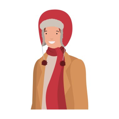 kış giysileri avatar karakter ile genç adam