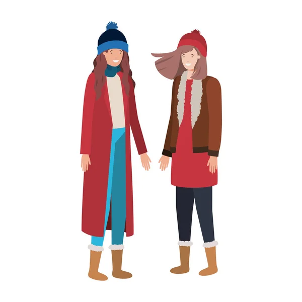 Női téli ruhákat avatar karakter — Stock Vector