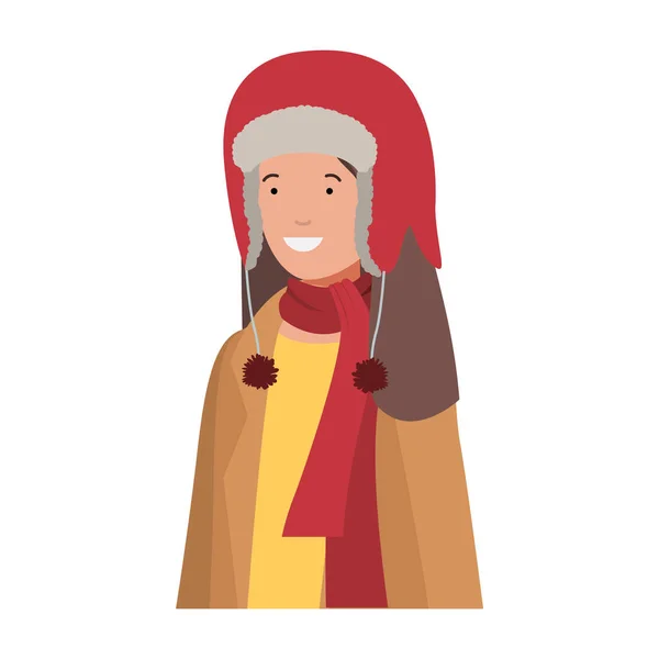 Fiatal nő, téli ruházat avatar karakter — Stock Vector