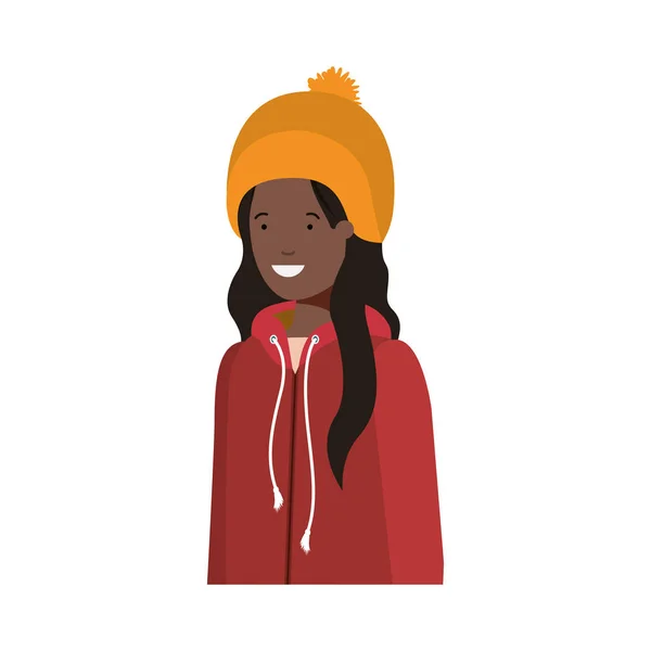 Jeune femme avec des vêtements d'hiver avatar personnage — Image vectorielle