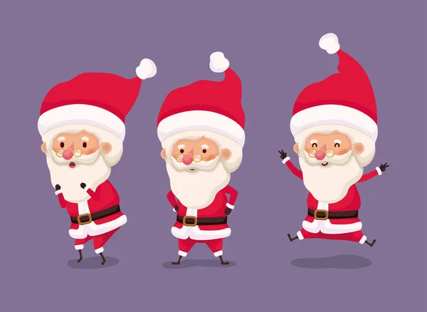 Group of little santa claus characters — Stock Vector