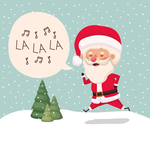 Babbo Natale nel paesaggio innevato con bolla vocale — Vettoriale Stock
