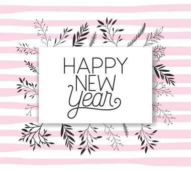 mutlu yeni yıl yazı ve çelenk tacı olan çerçeve