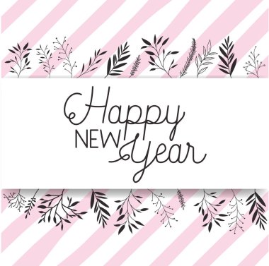mutlu yeni yıl yazı ve çelenk tacı olan çerçeve