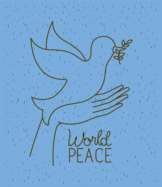 Mains avec colombe paix mondiale — Image vectorielle