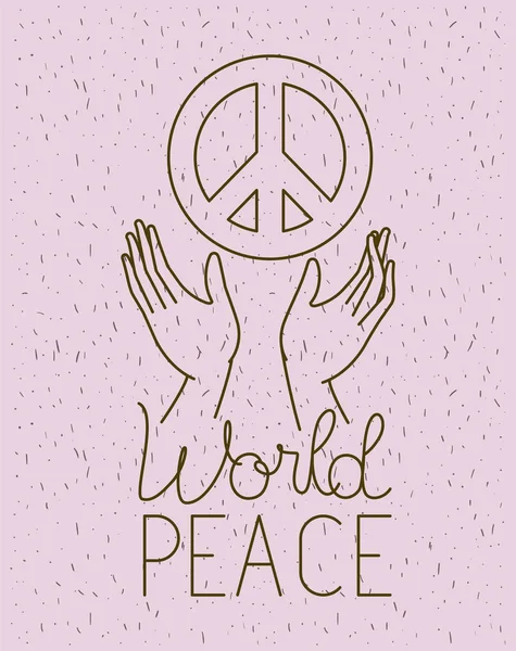 Hands with world peace symbol — Stock Vector