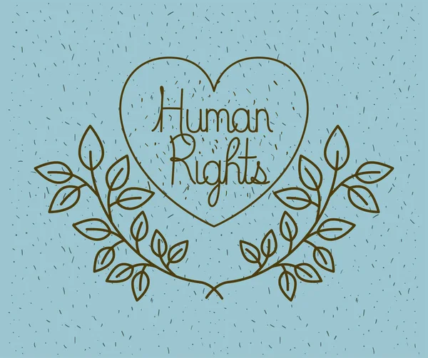 Hjärta med krans mänskliga rättigheter drawns — Stock vektor