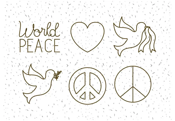World peace set icons — Stock Vector