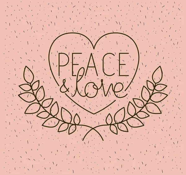Corazón con corona mensaje de paz — Vector de stock
