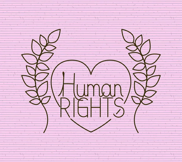 Hjärta med krans mänskliga rättigheter drawns — Stock vektor