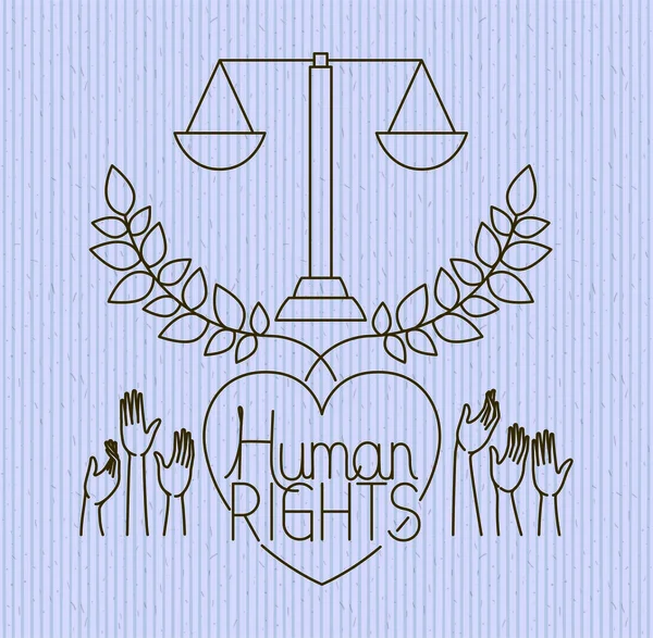 Hand med hjärta mänskliga rättigheter drawns — Stock vektor