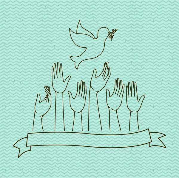 Hands with dove world peace — Stock Vector