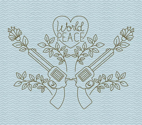 Heart Guns Peace Message Vector Illustration Design — Stock Vector