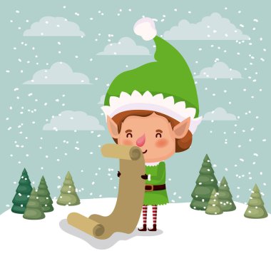 hediye listesi ile sevimli Noel Baba Yardımcısı