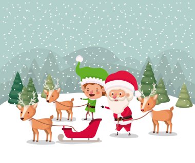 Noel Baba ve yardımcı taşıma çimen ile