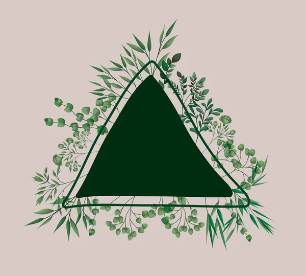 Marco triangular con hojas de laurel — Archivo Imágenes Vectoriales