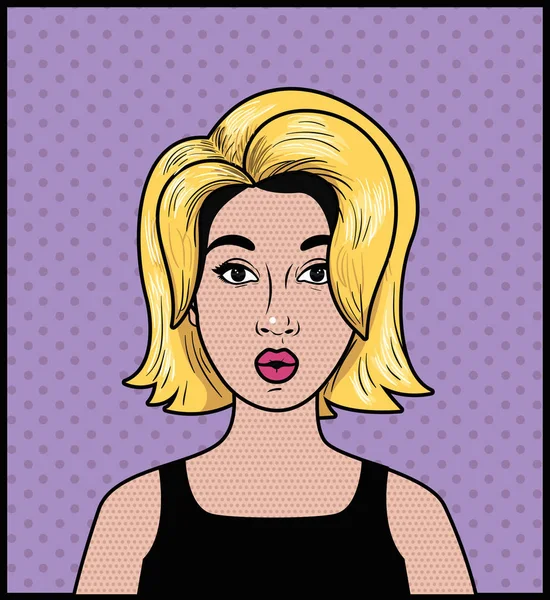 Mujer rubia pop estilo de arte — Vector de stock