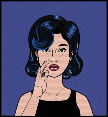 kadın siyah saçlı pop sanat tarzı ile