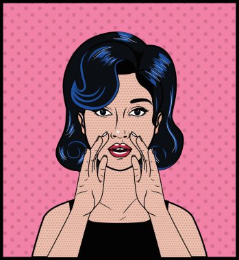 kadın siyah saçlı pop sanat tarzı ile