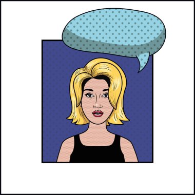 konuşma balonu pop sanat tarzı ile sarışın kadın