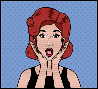 Kızıl saçlı kadın pop sanat tarzı