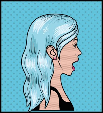 mavi saç pop sanat tarzı kadınla
