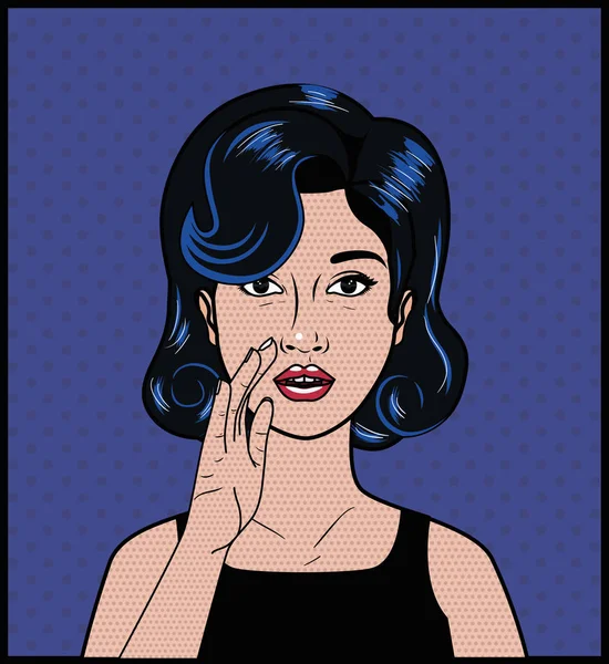 Mujer con pelo negro pop estilo de arte — Vector de stock