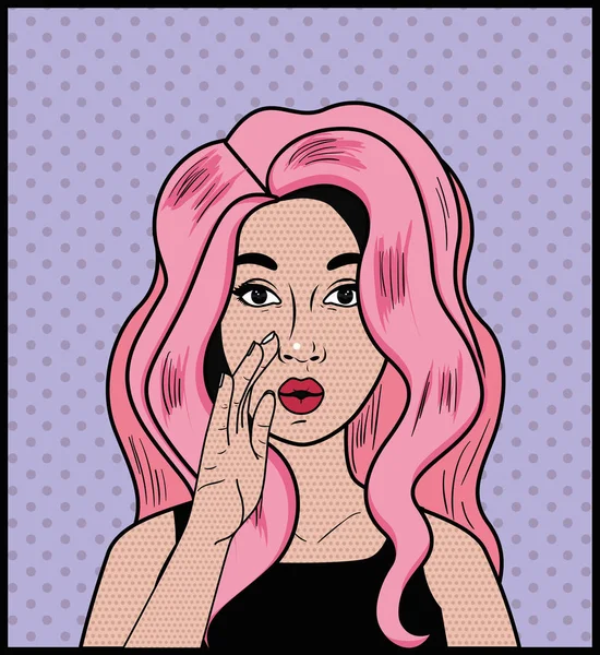 Mujer con pelo rosa pop estilo de arte — Vector de stock