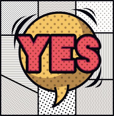 Evet pop sanat tarzı ile ifade kabarcık