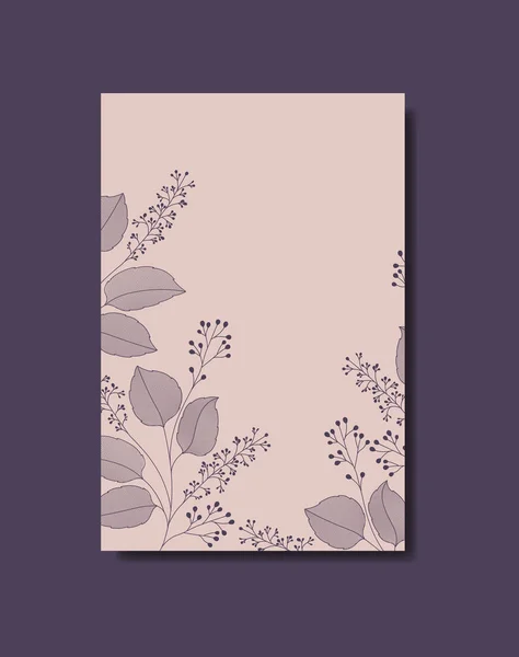 Scheda con decorazione floreale monocromatica — Vettoriale Stock